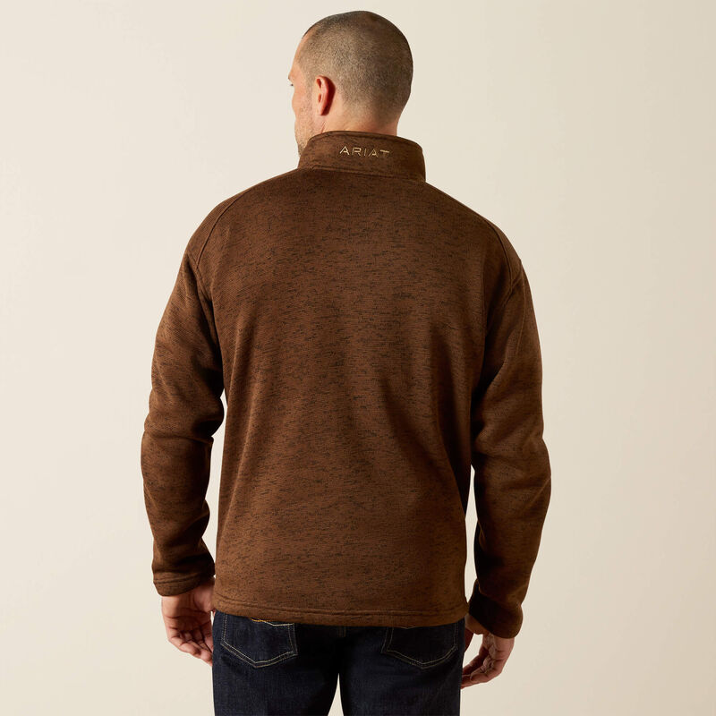 Ariat Tek Men's Caldwell Logo 1/4 Zip Pullover Sweater in Carafe