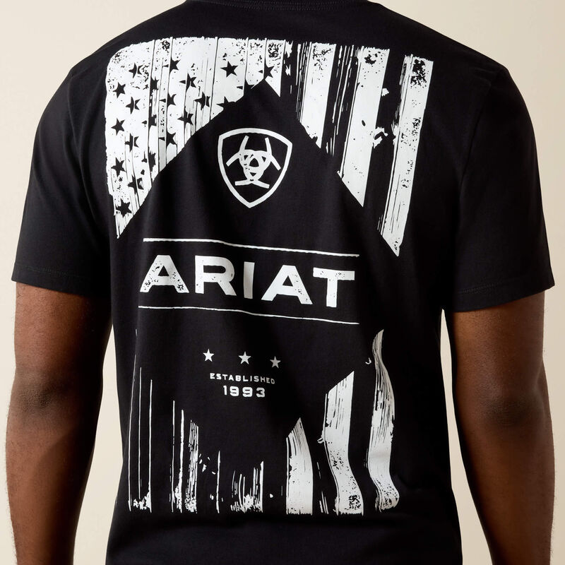 Ariat Men's Wooden Diamond Flag Classic Fit T-Shirt in Black