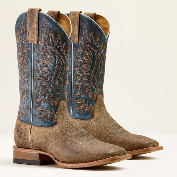 Ariat Men's Gold Point Bison Wide Square Toe Western Boot in Earth Brown
