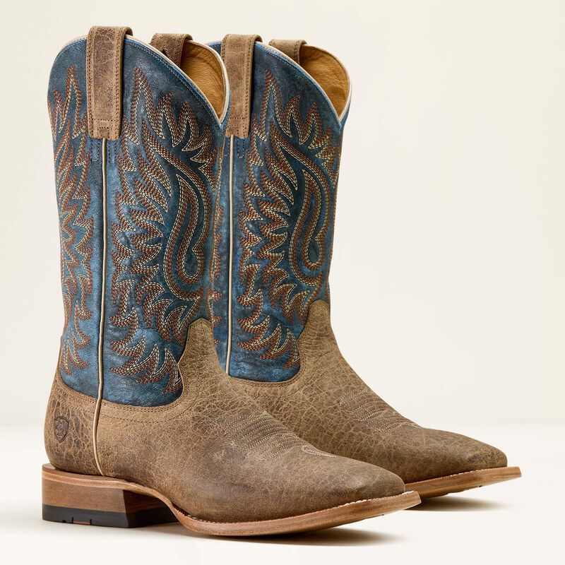 Ariat Men's Gold Point Bison Wide Square Toe Western Boot in Earth Brown