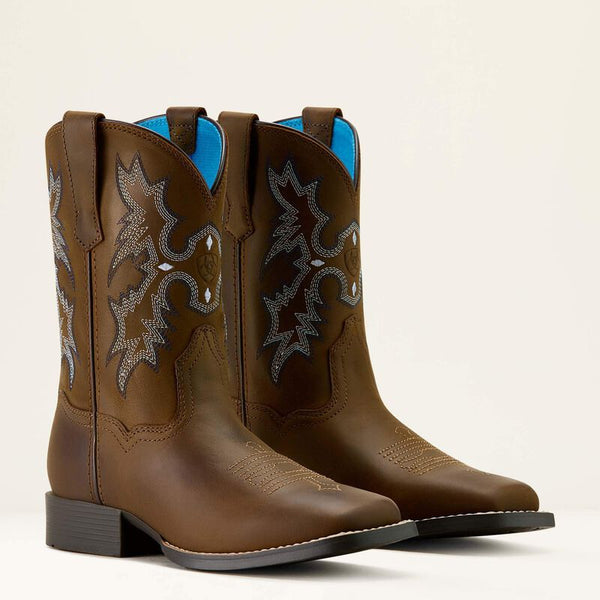 Ariat Kid's Tombstone Western Boot in Distressed Brown