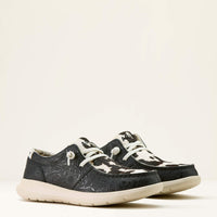 Ariat Women's Hilo Casual Shoe in Black Floral Emboss/Black and White Hair On Hide
