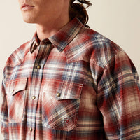 Ariat Men's L/S Harper Retro Fit Plaid Western Snap Shirt in Rust