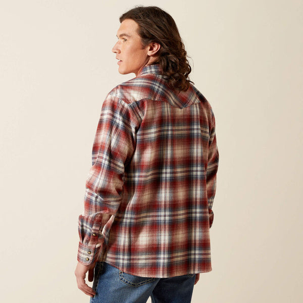 Ariat Men's L/S Harper Retro Fit Plaid Western Snap Shirt in Rust