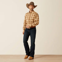 Ariat Men's L/S Pro Series Tiger Classic Fit Western Button Up Shirt in Mustard Plaid (Available in Regular & Tall Sizes)