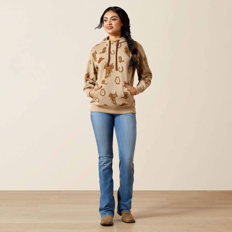 Ariat Women's Logo 2.0 Hoodie in Savannah Tan Heather (Available in Regular and Plus Sizes)