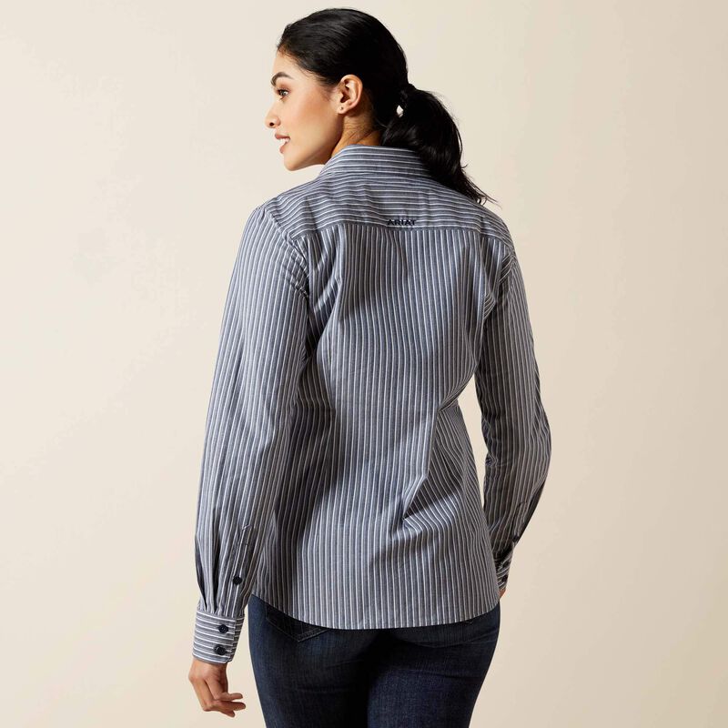 Ariat Women's Kirby L/S Western Stretch Button Down Shirt in Dress Blue Stripe