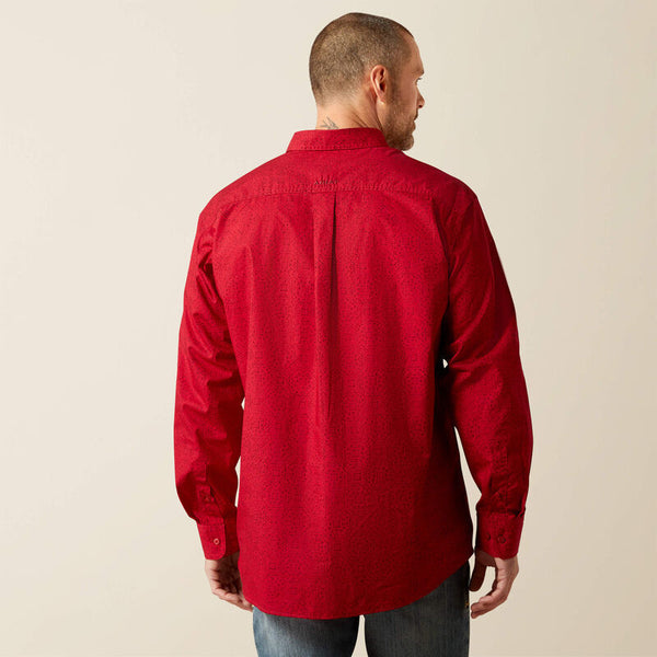 Ariat Men's L/S Classic Fit Scroll Pattern Button Down Shirt in Red (Available in Regular & Tall Sizes)