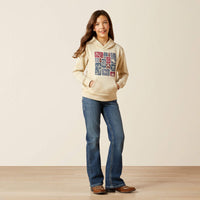 Ariat Girl's Western Blocks Hoodie in Oyster Grey