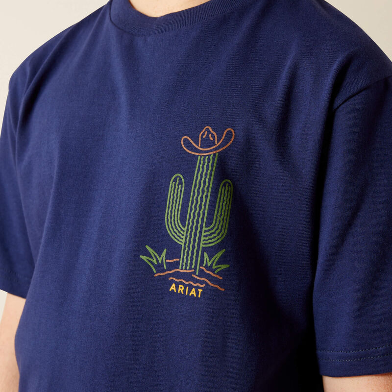 Ariat Youth Boy's S/S Neon Cactus Graphic T-Shirt in Medieval Blue