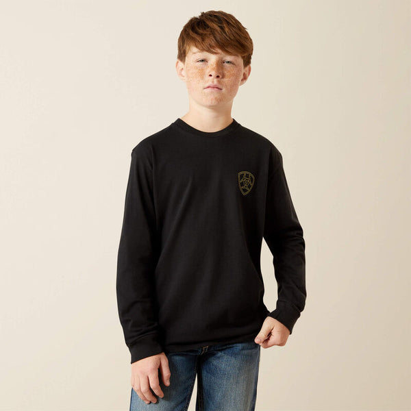 Ariat Boy's L/S Easy Rider Graphic Logo T-Shirt in Black