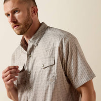Ariat Men's S/S Printed VentTEK Classic Fit Snap Shirt in Island Fossil
