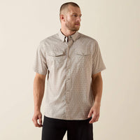 Ariat Men's S/S Printed VentTEK Classic Fit Snap Shirt in Island Fossil