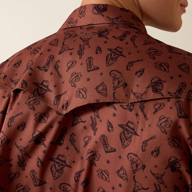 Ariat Men's S/S Printed VentTEK Western Yoke Classic Fit Snap Shirt in Soft Silt