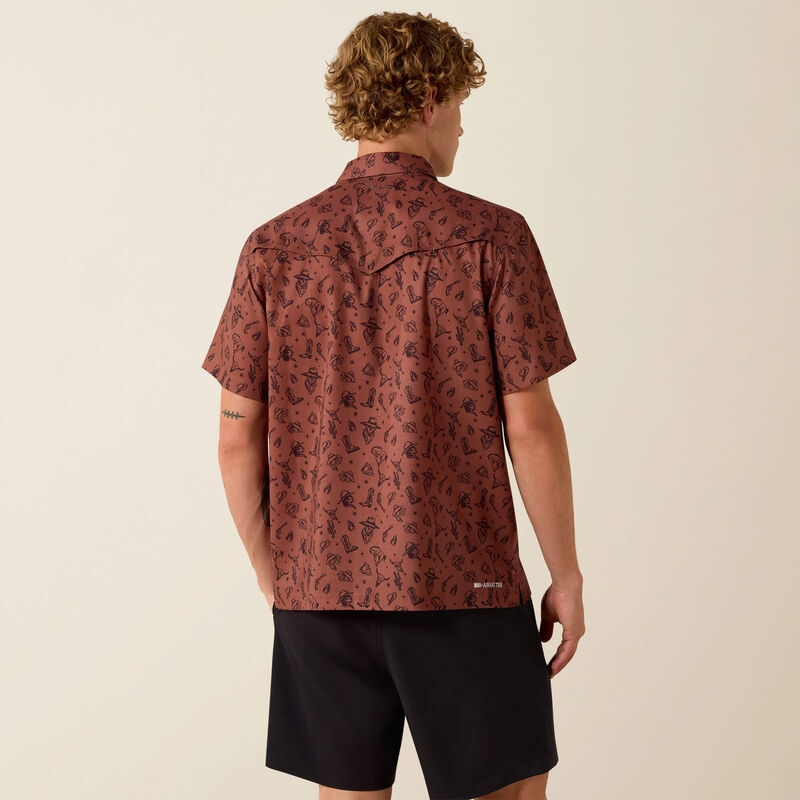Ariat Men's S/S Printed VentTEK Western Yoke Classic Fit Snap Shirt in Soft Silt