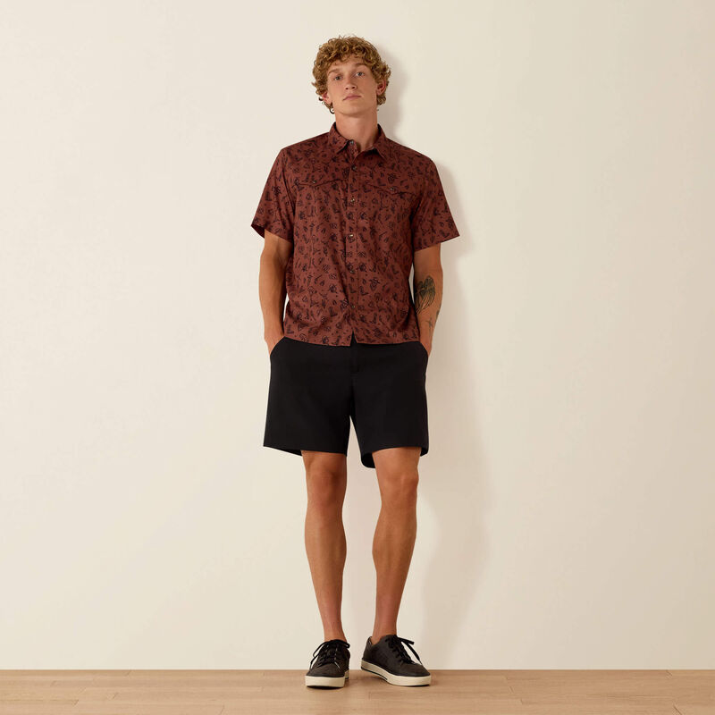 Ariat Men's S/S Printed VentTEK Western Yoke Classic Fit Snap Shirt in Soft Silt