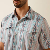 Ariat Men's S/S Printed VentTEK Western Yoke Classic Fit Snap Shirt in Moonbeam