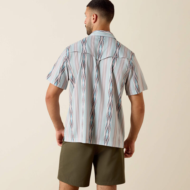Ariat Men's S/S Printed VentTEK Western Yoke Classic Fit Snap Shirt in Moonbeam
