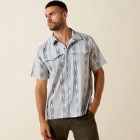 Ariat Men's S/S Printed VentTEK Western Yoke Classic Fit Snap Shirt in Moonbeam