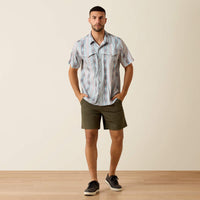 Ariat Men's S/S Printed VentTEK Western Yoke Classic Fit Snap Shirt in Moonbeam