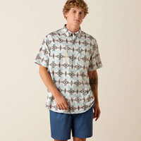 Ariat Men's S/S Printed VentTEK Classic Fit Button Down Shirt in Off White Aztec