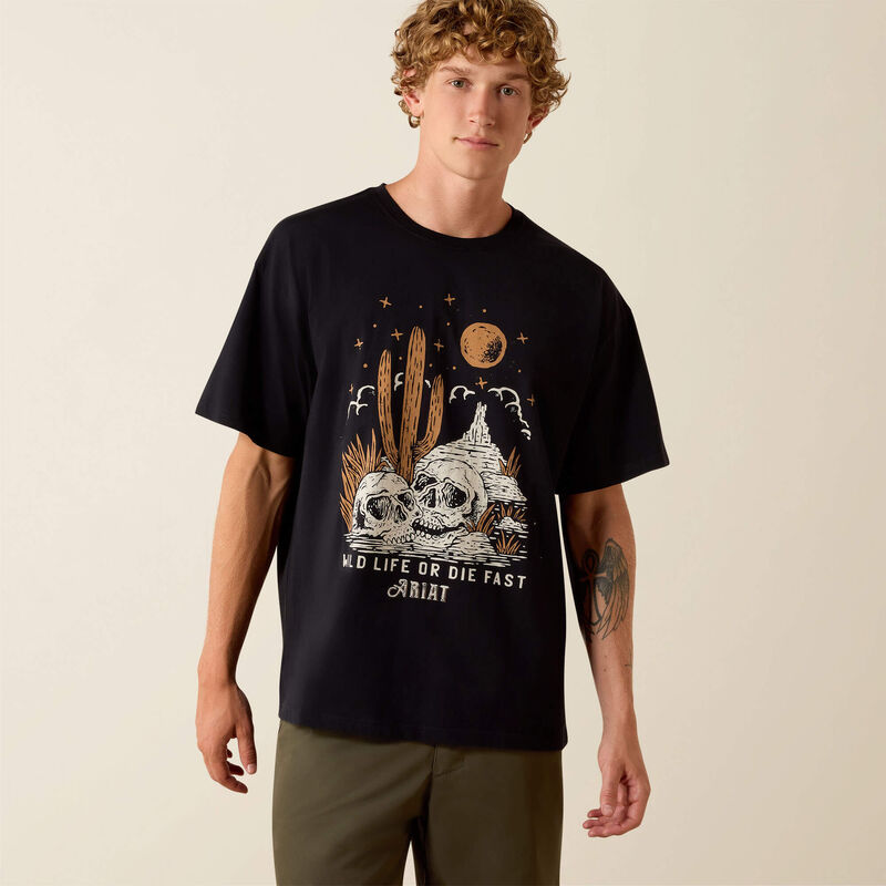 Ariat Men's Wild Life Boxy T-Shirt in Washed Black