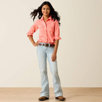 Ariat Girl's L/S Amanda Western Snap Shirt in Shell Pink