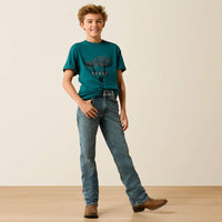 Ariat Youth Boy's S/S Cattle Skull Freedom T-Shirt in Mediterranean
