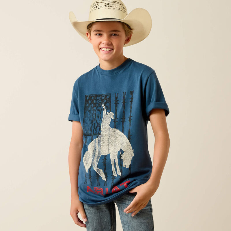 Ariat Youth Boy's S/S Flag Bronco T-Shirt in Key Largo