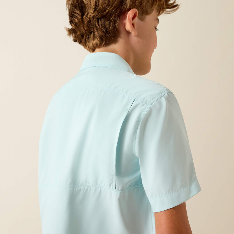 Ariat Boy's S/S VentTEK Outbound Classic Fit Button Down Shirt in Blue Glow