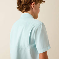Ariat Boy's S/S VentTEK Outbound Classic Fit Button Down Shirt in Blue Glow