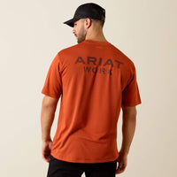 Ariat Men's Rebar Heat Fighter Textured Logo T-Shirt in Burnt Brick