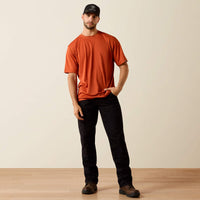 Ariat Men's Rebar Heat Fighter Textured Logo T-Shirt in Burnt Brick