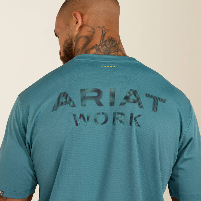 Ariat Men's Rebar Heat Fighter Textured Logo T-Shirt in Hydro