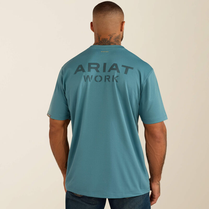 Ariat Men's Rebar Heat Fighter Textured Logo T-Shirt in Hydro