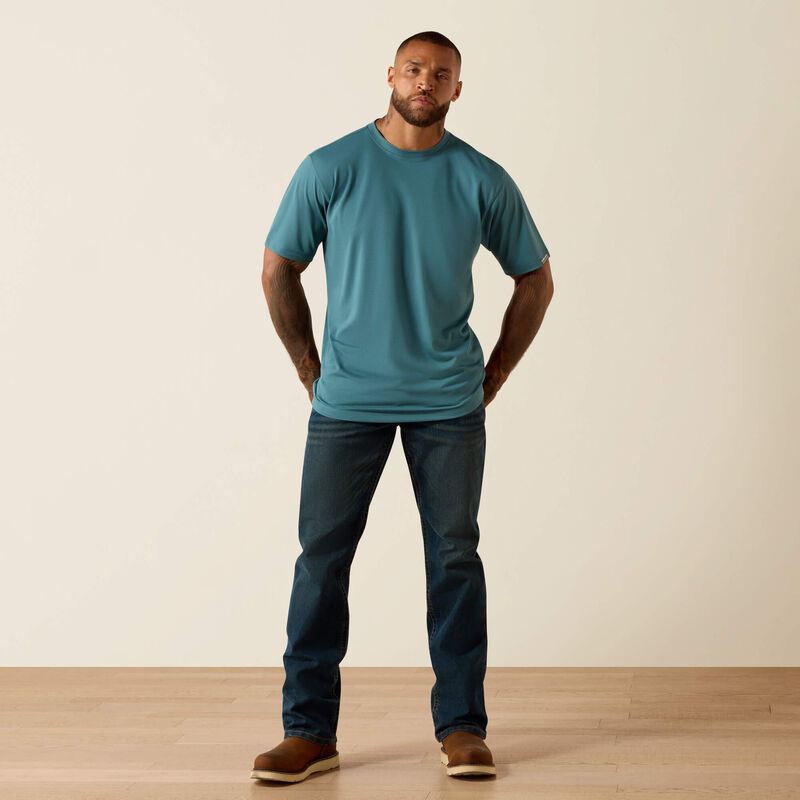 Ariat Men's Rebar Heat Fighter Textured Logo T-Shirt in Hydro