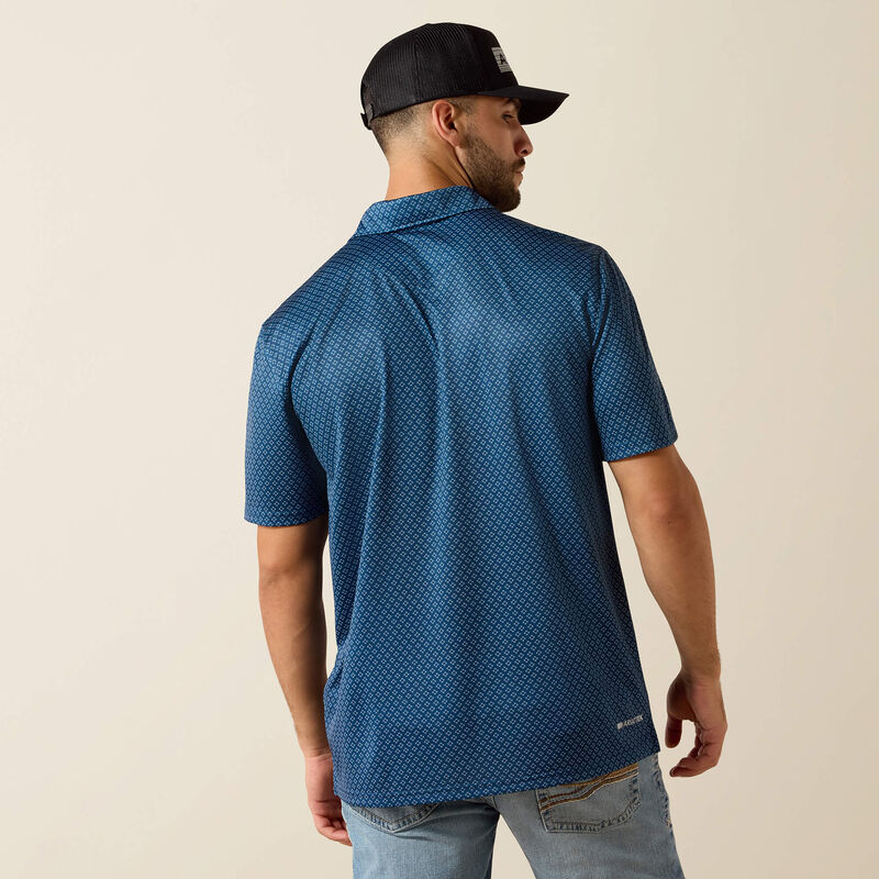 Ariat Men's All Over Print Polo in Dark Denim Medallion