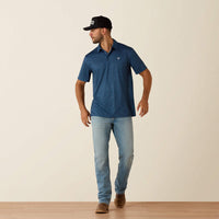 Ariat Men's All Over Print Polo in Dark Denim Medallion