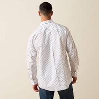 Ariat Men's L/S Team Wake Classic Fit Shirt in White/Khaki