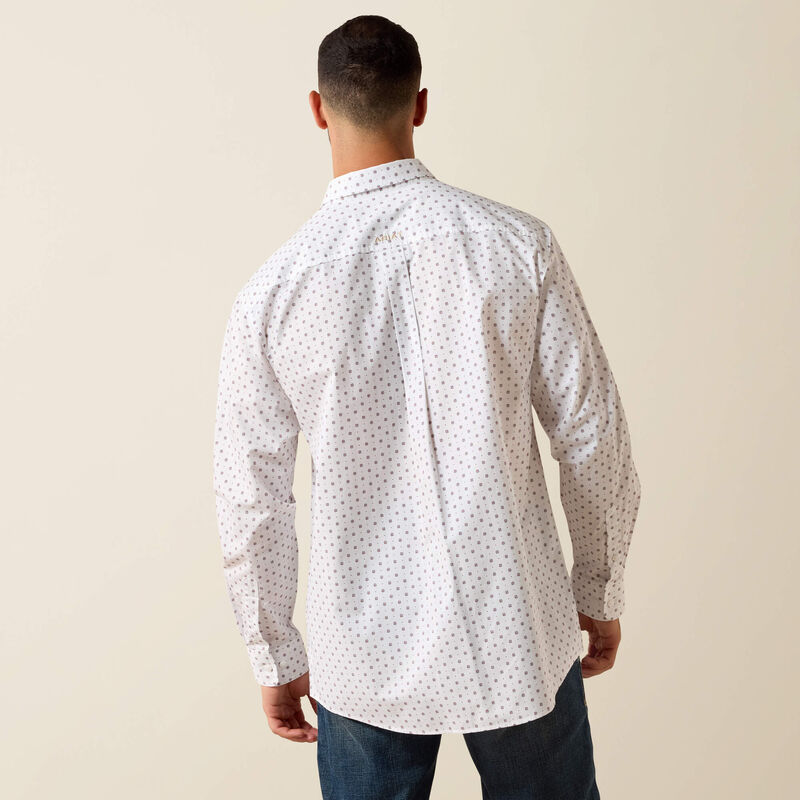 Ariat Men's L/S Team Wake Classic Fit Shirt in White/Khaki