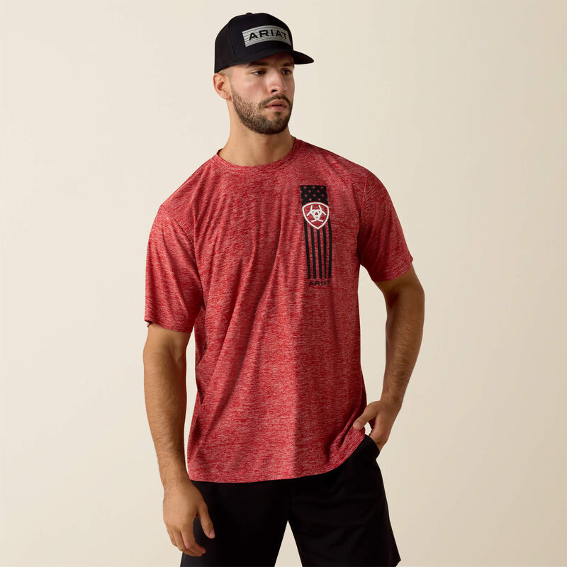 Ariat Men's Patriot Stripe T-Shirt in Haute Red Heather