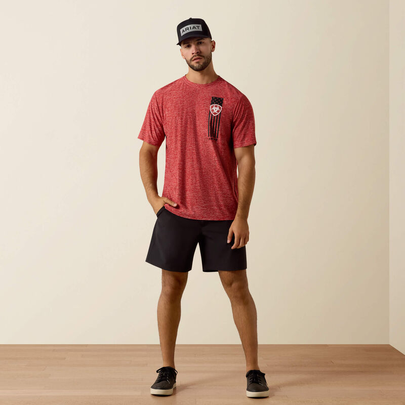 Ariat Men's Patriot Stripe T-Shirt in Haute Red Heather