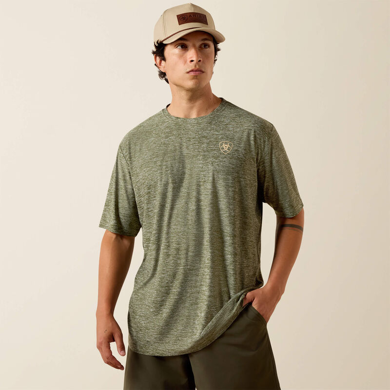 Ariat Men's Longskull Freedom T-Shirt in Dark Olive Heather