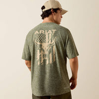 Ariat Men's Longskull Freedom T-Shirt in Dark Olive Heather