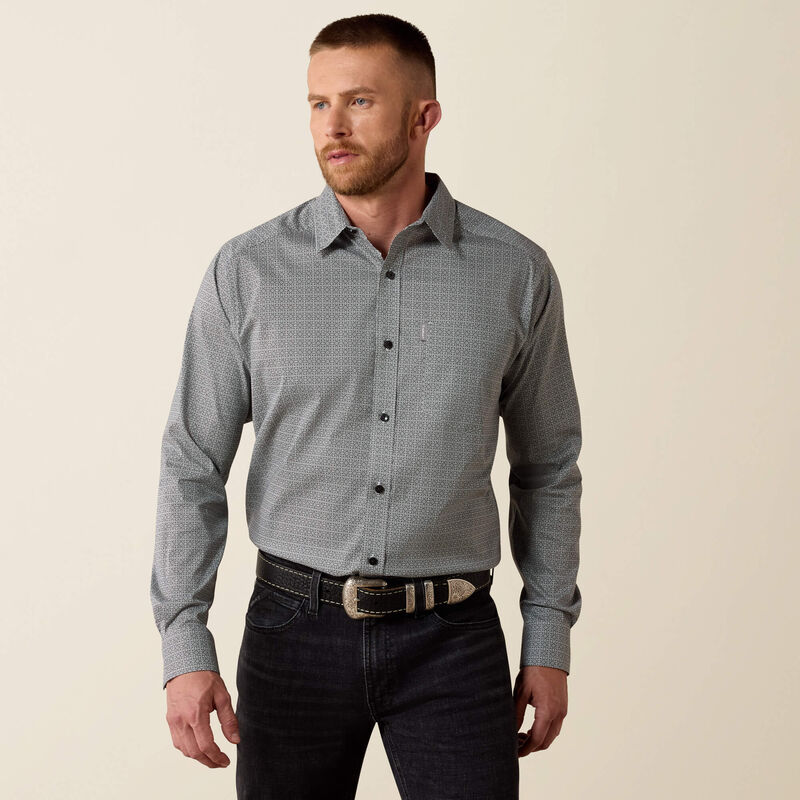 Ariat Men's L/S Everything Classic Fit Shirt in Black Mini Medallion