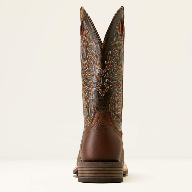 Ariat Men's Highland Toughstock Wide Square Toe Cowboy Boot in Brown Oiled Rowdy/Timber Olive