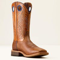 Ariat Men's Highland Toughstock Wide Square Toe Cowboy Boot in Cottage Brown/Marigold