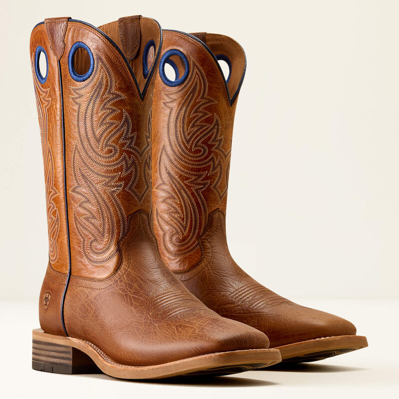 Ariat Men's Highland Toughstock Wide Square Toe Cowboy Boot in Cottage Brown/Marigold