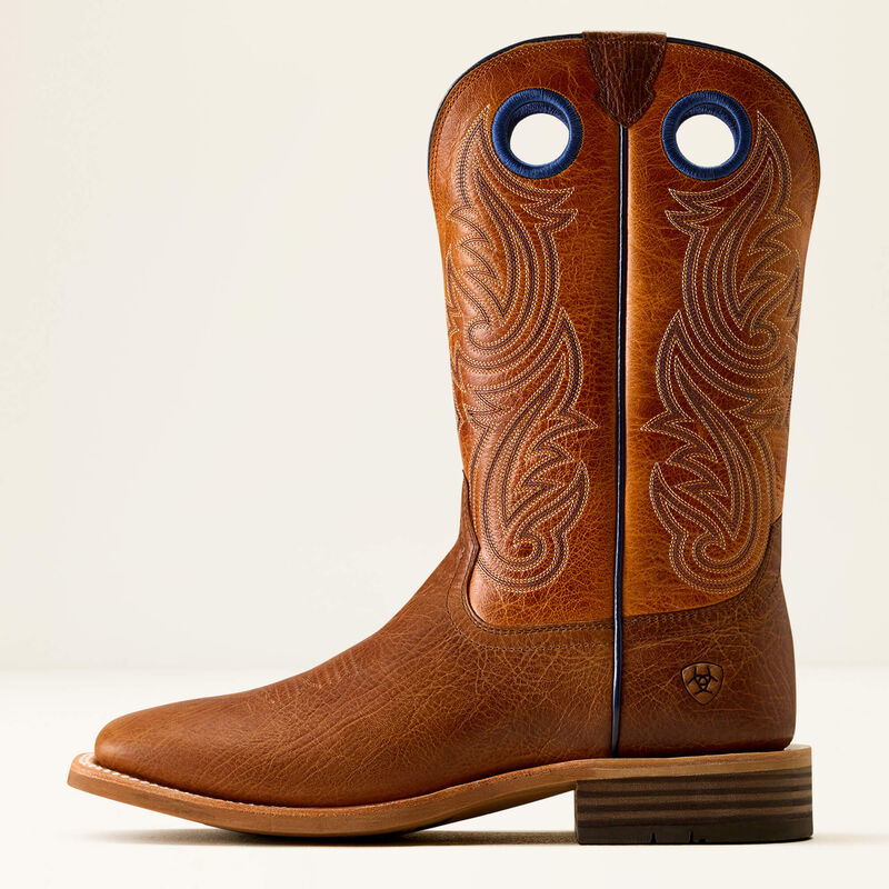 Ariat Men's Highland Toughstock Wide Square Toe Cowboy Boot in Cottage Brown/Marigold