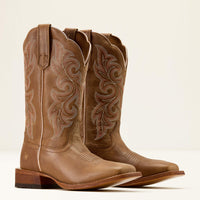 Ariat Women's County Lane Wide Square Toe Western Boot in Natural Tan